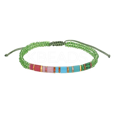 Bohemian Style Glass Seed Bead & Plastic Braided Bead Bracelets QF8968-8-1