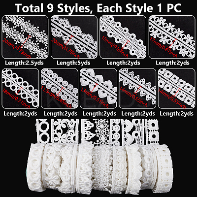 9 Styles Mixed Shapes Lace Ribbon OCOR-GA0002-51-1
