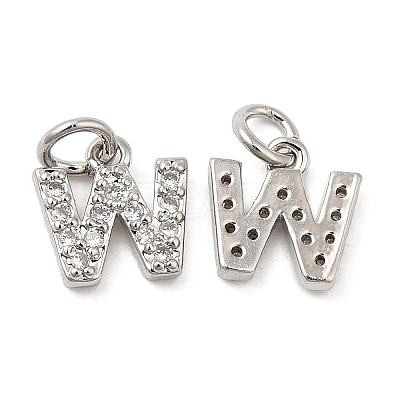 Brass Micro Pave Grade AAA Cubic Zirconia Charms ZIRC-P067-11P-W-NR-1
