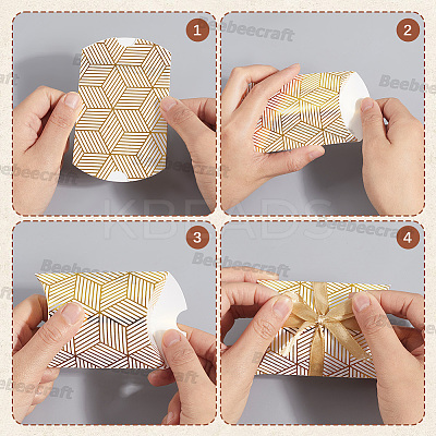 40Sets 2 Colors Hot Stamping Pillow Cardboard Paper Printed Candy Boxes CON-BBC0001-13A-1