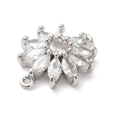 Brass Pave Clear Cubic Zirconia Connector Charms KK-G503-27P-1