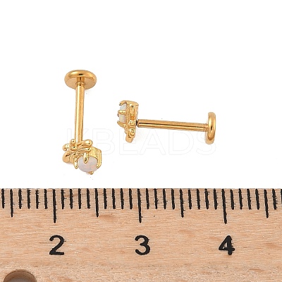 304 Stainless Steel Synthetic Opal Stud Earrings EJEW-B143-01G-02-1