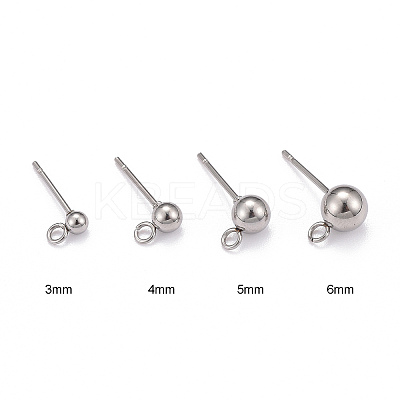 Non-Tarnish 40Pcs 4 Styles 202 Stainless Steel Ball Stud Earring Findings STAS-LS0001-13P-1