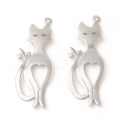 Rack Plating Brass Kitten Pendants KK-F772-16P-1
