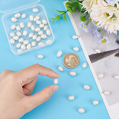 50Pcs Natural Cultured Freshwater Pearl Bead Connector Charms PEAR-HY0001-03-1