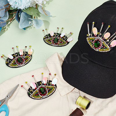 Eye Shape Rhinestone & Sequin Beaded Appliques PATC-FG0001-27-1