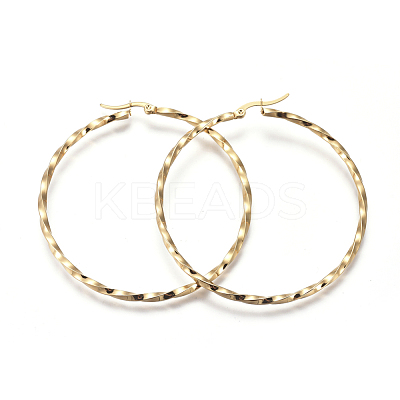 201 Stainless Steel Big Hoop Earrings EJEW-A054-06A-G-1