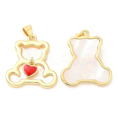 Rack Plating Brass Enamel Pendants with Shell KK-A185-19G-1