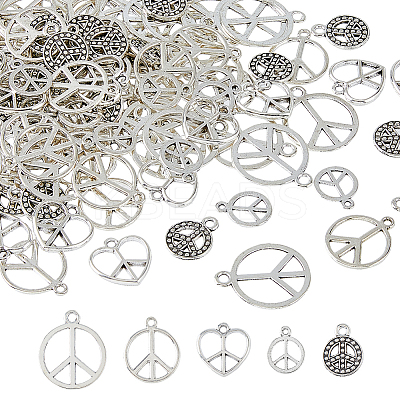 150Pcs 5 Styles Tibetan Style Alloy Pendants FIND-FH0009-69-1