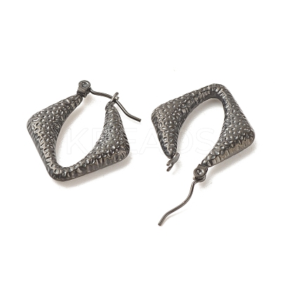 Ion Plating(IP) 304 Stainless Steel Chunky Rhombus Hoop Earrings for Women EJEW-K242-01B-1