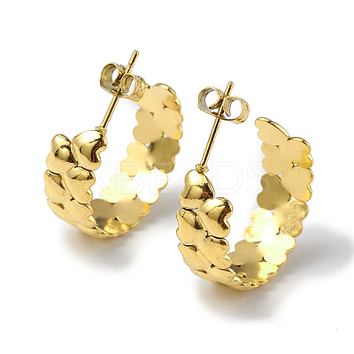 Ion Plating(IP) 304 Stainless Steel Heart Wrap Stud Earrings EJEW-I284-01G-1