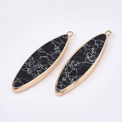Electroplate Synthetic Turquoise Big Pendants G-S344-86D-1