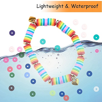 10 Strands 10 Colors Flat Round Handmade Polymer Clay Beads CLAY-SZ0002-04A-1