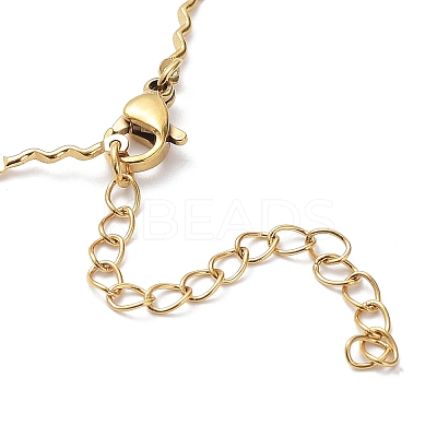 Ion Plating(IP) 304 Stainless Steel Wave Bar Link Chain Necklaces NJEW-K249-13G-1