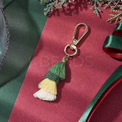 Christmas Theme Christmas Tree Polyester Cotton Tassel Pendant Decorations HJEW-JM02168-1
