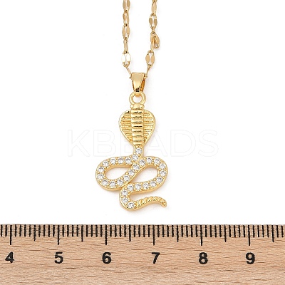 Brass Pave Full Cubic Zirconia Snake Pendant Necklaces LS-NJEW-D309-02G-A-1