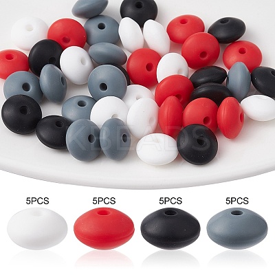 20Pcs 4 Colors Food Grade Eco-Friendly Silicone Focal Beads SIL-YW0001-12B-1