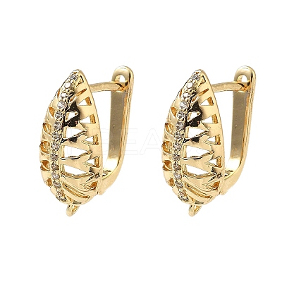 Brass Micro Pave Clear Cubic Zirconia Teardrop Hoop Earring Findings KK-G536-04G-1