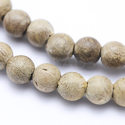 Natural Camphor Wood Beads Strands WOOD-P011-09-8mm-1