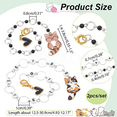 Acrylic Beaded Knitting Row Counter Chains HJEW-NB00177-1