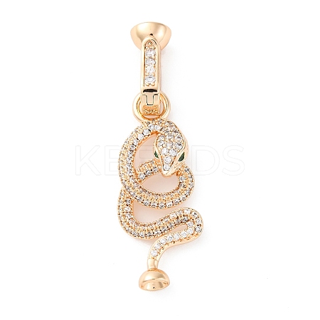 Brass Micro Pave Cubic Zirconia Fold Over Clasps KK-D360-13G-1