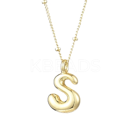 1Pc Initial Letter Brass Pendant Necklaces NJEW-YW0001-24S-1