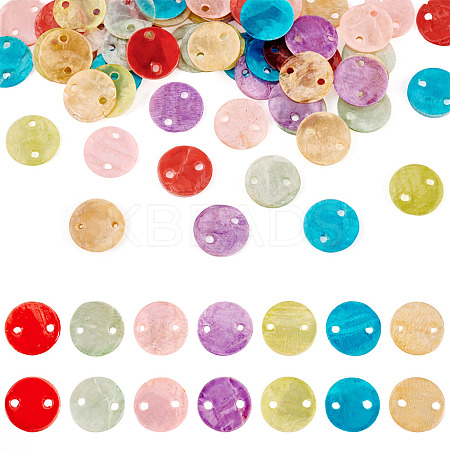 70Pcs 7 Styles Spray Painted Natural Capiz Shell Connector Charms SSHEL-TA0001-21-1