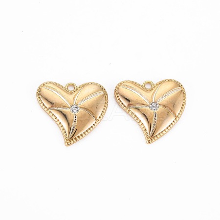 Brass Micro Pave Clear Cubic Zirconia Charms KK-S364-095-1