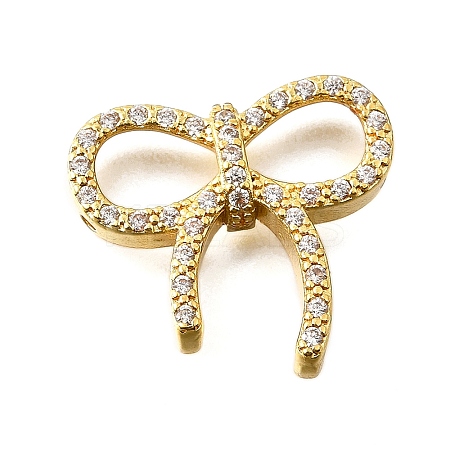 Brass Micro Pave Clear Cubic Zirconia Bowknot Multi-Strand Links KK-V008-27G-1