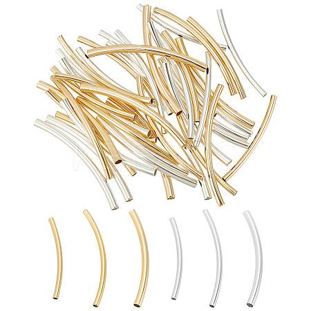 48Pcs 6 Styles Brass Tube Beads KK-BC0012-76-1