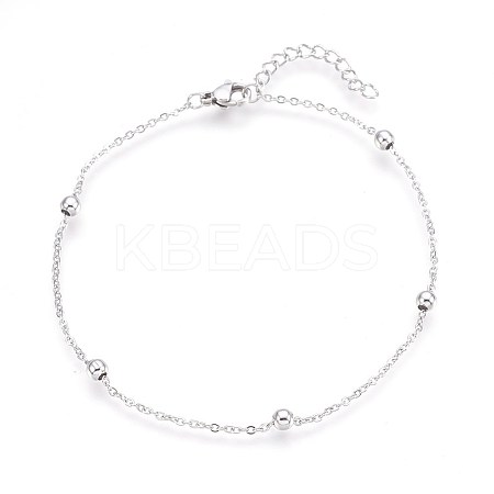 Tarnish Resistant 304 Stainless Steel Cable Chain Anklets LS-AJEW-P069-04P-1