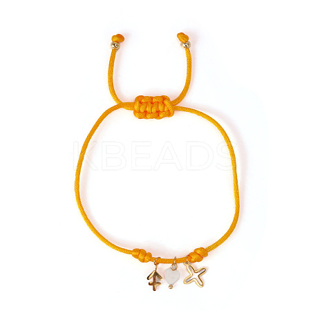 304 Stainless Steel & Brass & Natural Shell Charm Bracelets HP8667-12-1