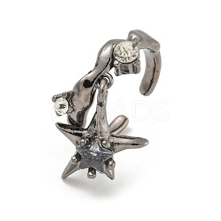 Star Zinc Alloy Open Cuff Ring RJEW-Z048-01B-01-1
