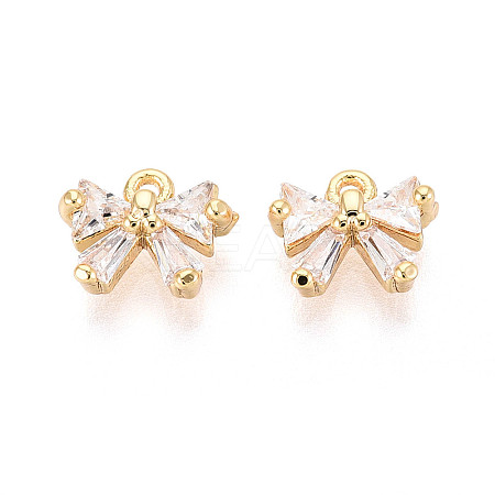 Brass Pave Clear Cubic Zirconia Pendants KK-T077-46G-1