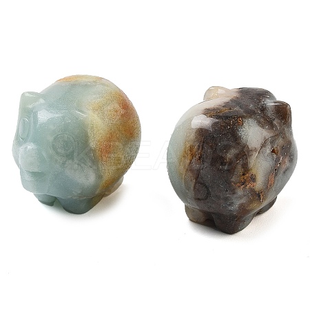 Natural Flower Amazonite Carved Figurines DJEW-L023-C05-1