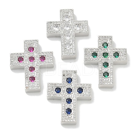 Rack Plating Brass Micro Pave Cubic Zirconia Pendants KK-L224-063P-1