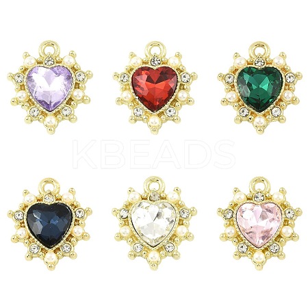 6Pcs 6 Color Acrylic Rhinestone Pendants FIND-FS0001-38-1