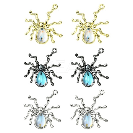 6Pcs 3 Colors Halloween Rack Plating Alloy Pendants PALLOY-FS0001-03-1
