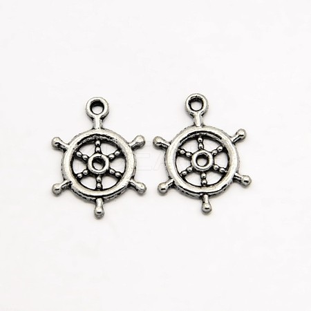 Tibetan Style Alloy Rudder Helm Pendants TIBEP-O009-08-1