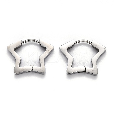 Tarnish Resistant 304 Stainless Steel Star Huggie Hoop Earrings STAS-J033-07P-1