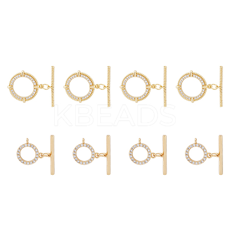 DICOSMETIC 8 Sets 2 Styles Brass Micro Pave Clear Cubic Zirconia Toggle Clasps KK-DC0003-40-1