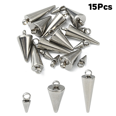15Pcs 3 Styles 304 Stainless Steel Pendants STAS-YW0002-71P-1