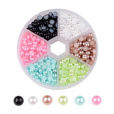 1 Box Half Round Domed ABS Plastic Imitation Pearl Cabochons SACR-X0001-B-1