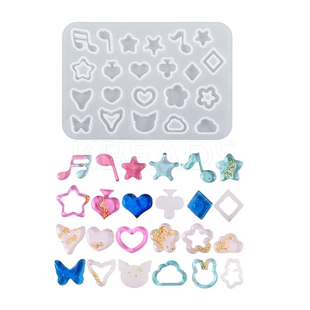 DIY Star/Heart/Flower/Music Note Shaker Filler Silicone Quicksand Molds DIY-G079-03B-1