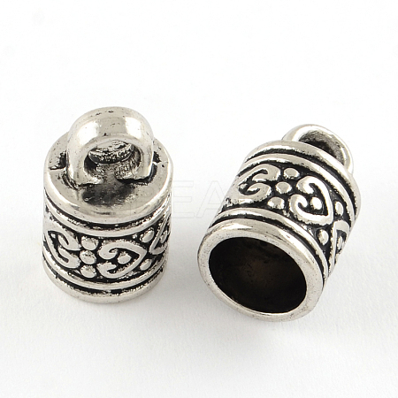 Tibetan Style Column Alloy Cord Ends PALLOY-S041-01AS-RS-1
