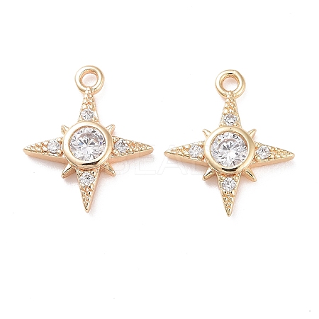 Brass Micro Pave Clear Cubic Zirconia Charms X-KK-G418-08G-1