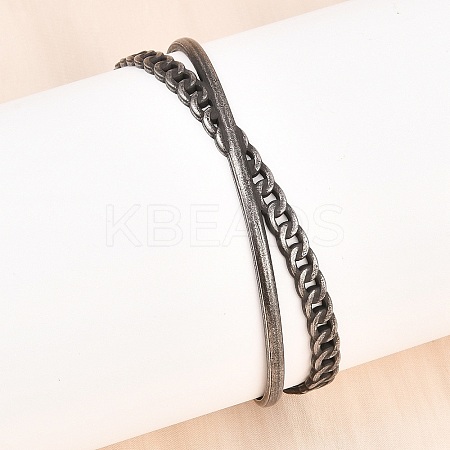 316 Surgical Stainless Steel Criss Cross Cuff Bangles BJEW-C125-09AS-1