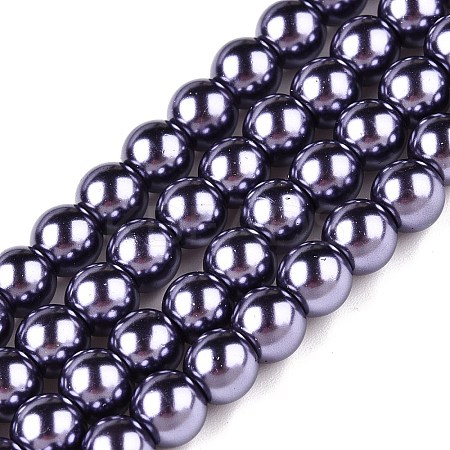 Baking Paint Pearlized Glass Pearl Round Bead Strands HY-Q003-10mm-73-1