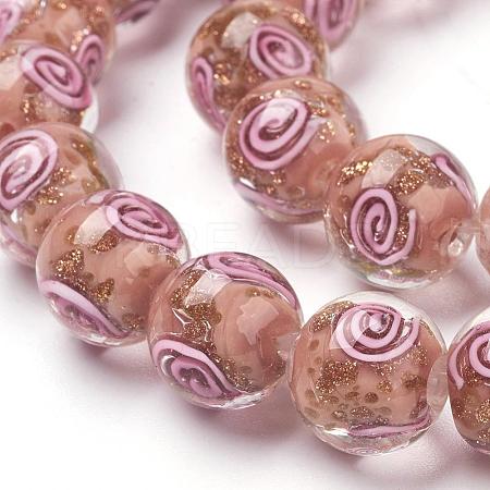 Handmade Gold Sand Lampwork Beads Strands LAMP-L072-G05-1