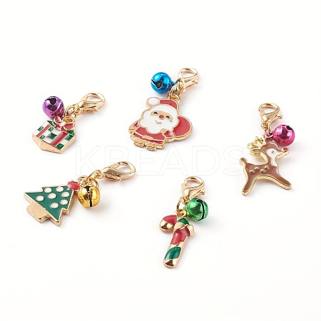 Christmas Theme Alloy Enamel Pendant Decoration HJEW-JM00469-S-1